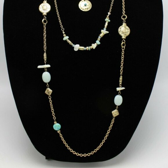 RUFF HEWN  bohemian style gold silver multi strand necklace - Picture 7 of 8